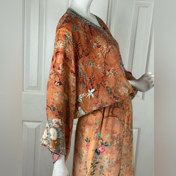 Camilla Orange Fooral Split Pocket Maxi Long Sleeve Size Small Dress - Picture 14 of 17